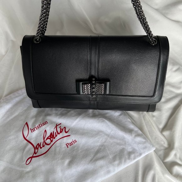 Christian Louboutin Sweet Charity Large Gaia Calf Leather Shoulder Bag Black - Picture 2 of 9